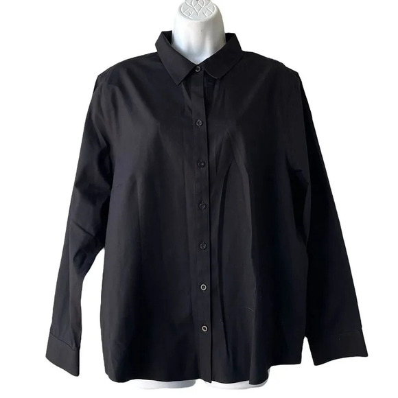 CHICOS 3 No Iron All Seasons Classic Shirt 16/18 Black Coolmax Business Casual - Picture 1 of 3